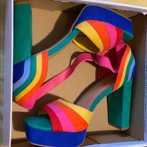 Bamboo Rainbow block heels